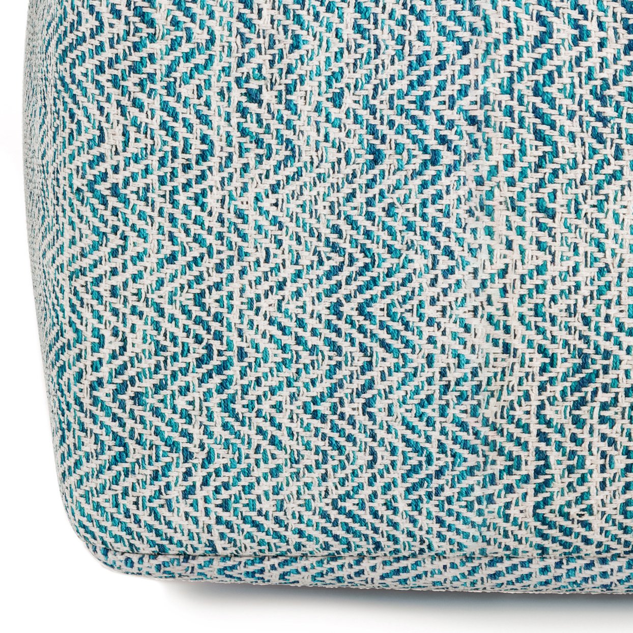 Nate - Square Pouf - Patterned Teal Melange - Image 3