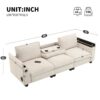 Sectional With Bluetooth Speaker Comfy Cloud Couch Set With Drop Down Table Cup Holders, USB Charger Storage Armrest Wide Seat Sofa - Beige - Image 15