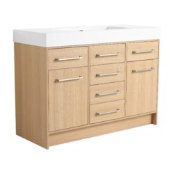 Original 48" Freestanding Bathroom Vanity With Resin Sink Soft Closing Doors And Drawers Plywood Construction - Oak