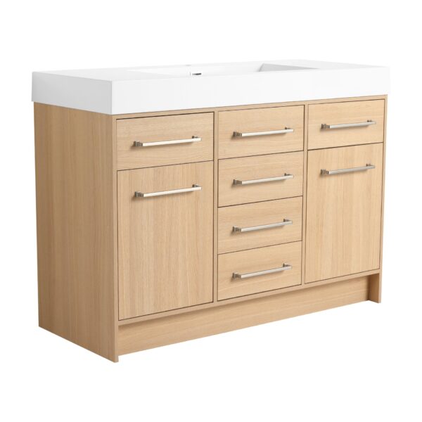 Original 48" Freestanding Bathroom Vanity With Resin Sink Soft Closing Doors And Drawers Plywood Construction - Oak