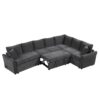L-Shaped Sofa Convertible Sofa Bed Pull Out Sofa Sleeper With Two Back Pillows, Two USB Ports And Two Power Sockets For Living Room - Gray - Image 13