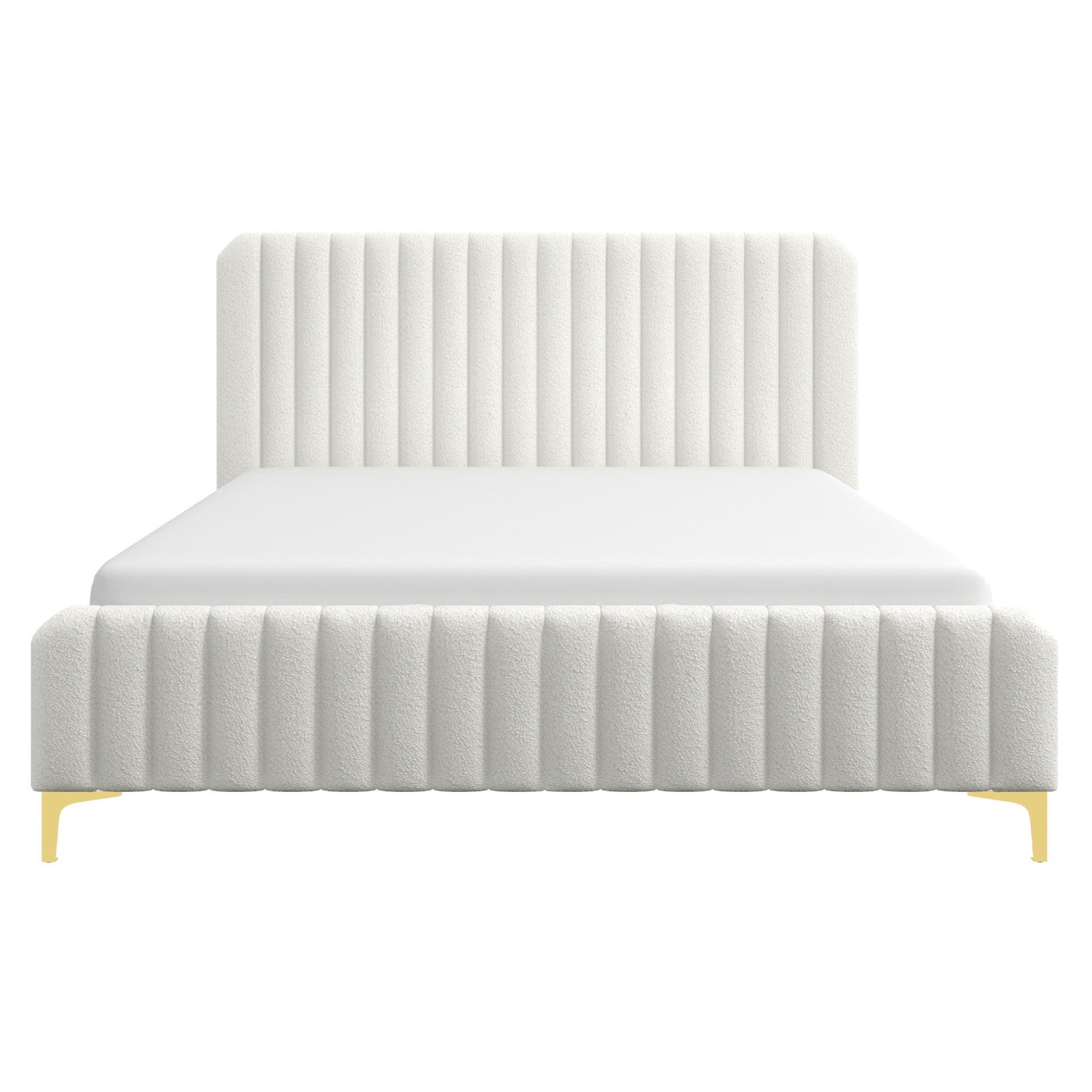 Valery - King Size Platform Bed - Cream - Image 4