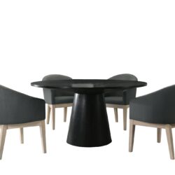 Jasper - 5 Piece Round Dining Table Set With Gray Chairs (Set of 5) - Ebony Black