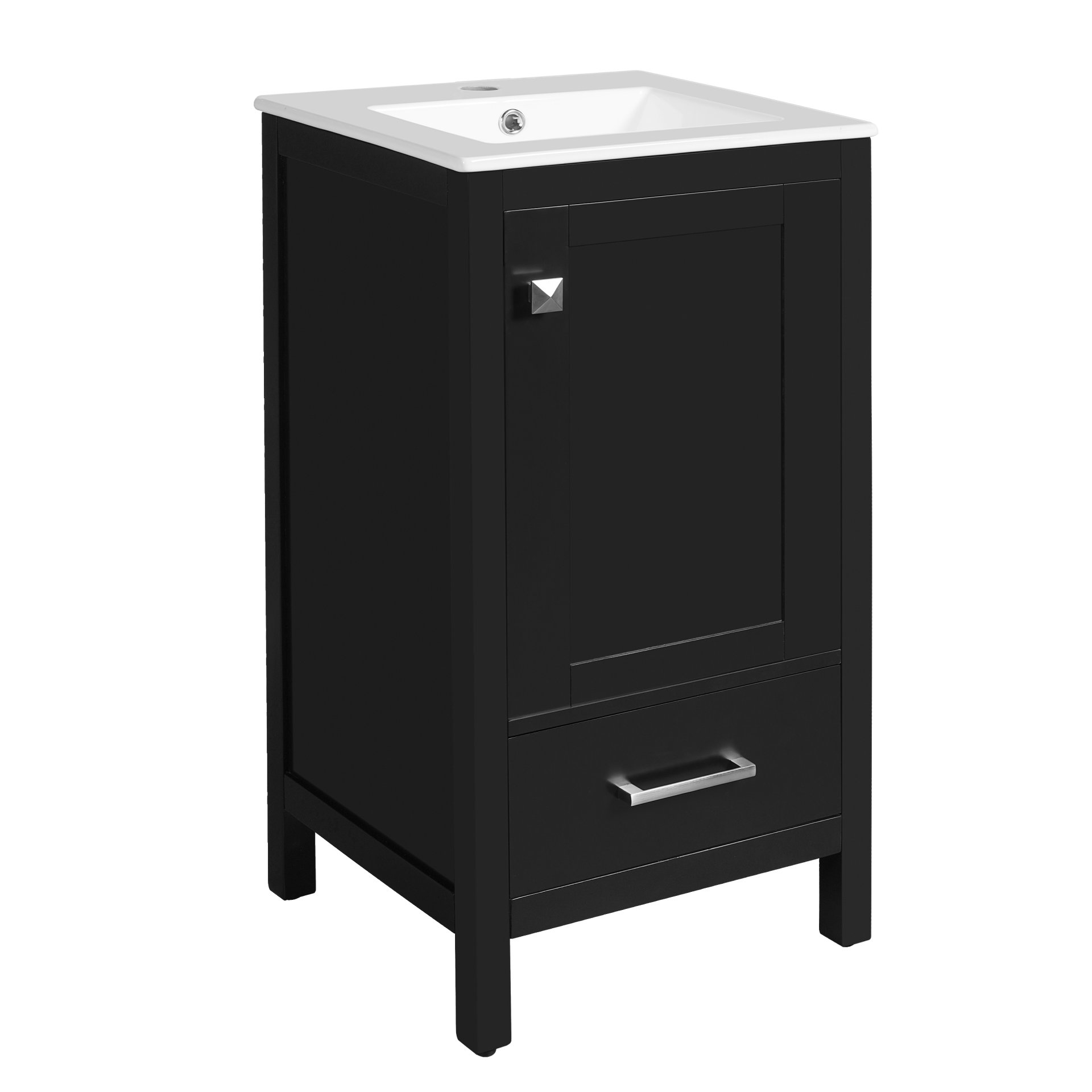 18" Bathroom Vanity With Sink, Soft Close Drawers, Door Organizer, Divider Drawer, Adjustable Foot Pads - Black - Image 13
