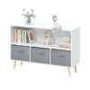 Kids Bookcase With Collapsible Fabric Drawers, Children's Book Display, Toy Storage Cabinet Organizer - White / Gray - Image 20