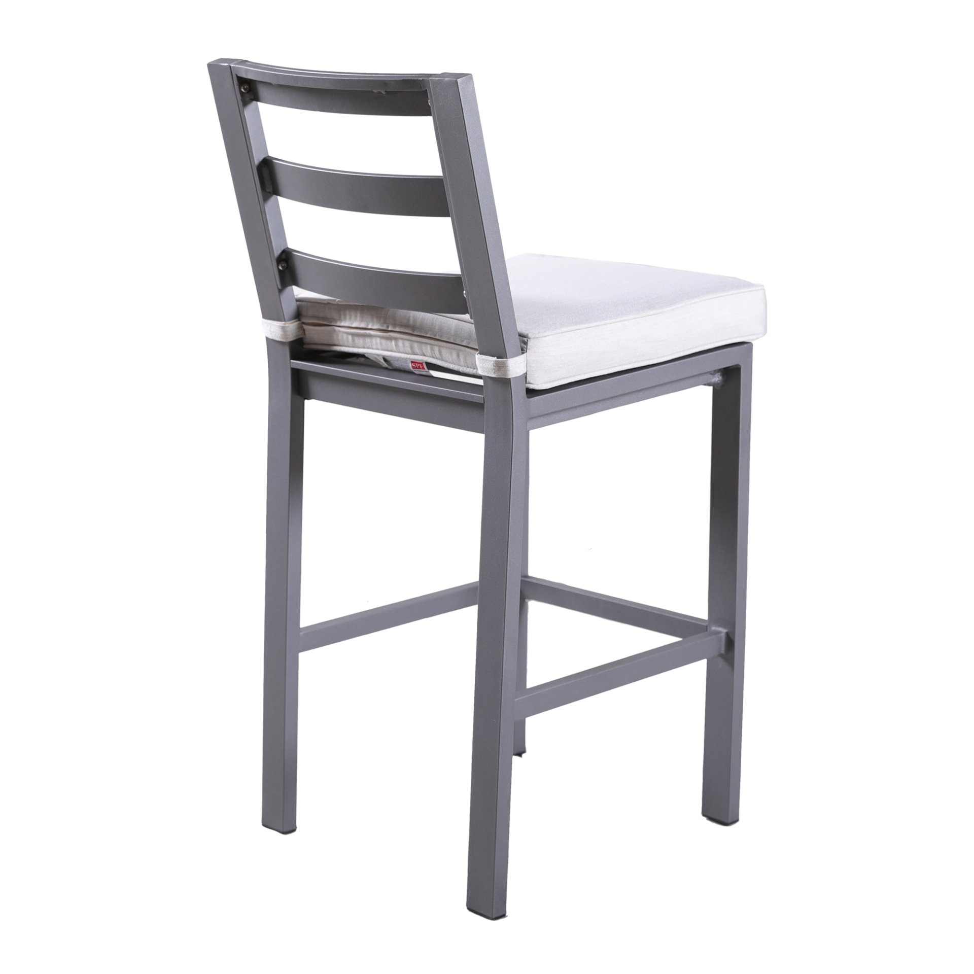 Outdoor Armless Aluminum Barstools With Cushion (Set of 2) - Pewter - Image 3