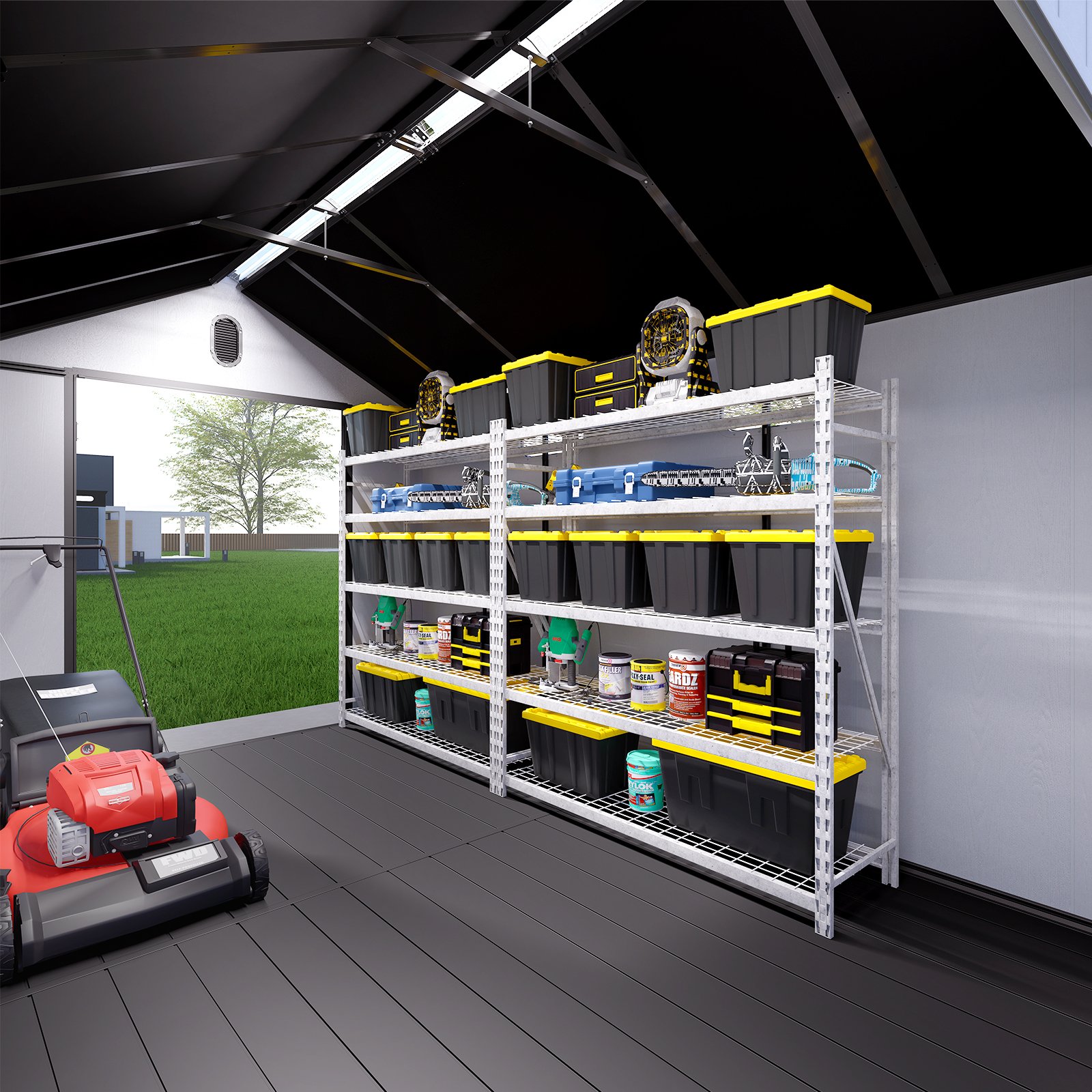 8 Ft. W X 12 Ft. D Plastic Storage Shed With Floor - Black / Gray - Image 4