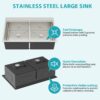Topmount Drop In Double Bowl Kitchen Sink. 16 Gauge Stainless Steel - Brushed Nickel - Image 9