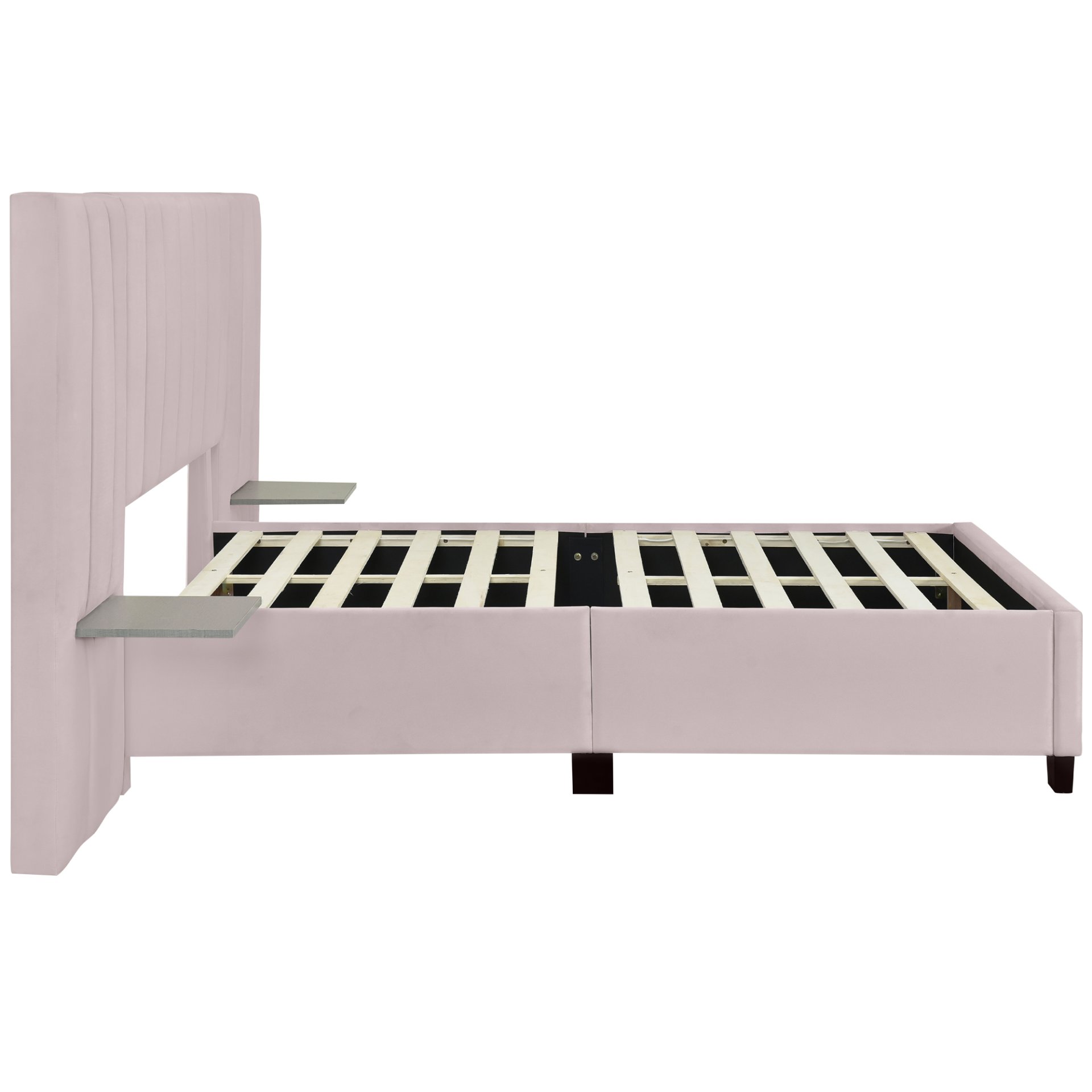 Full Size Upholstered Platform Bed With Big Headboard - Pink - Image 5