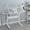 38.18" Hand Crank Adjustable Drafting Table Drawing Desk With 2 Metal Drawers With Stool - White - Image 6