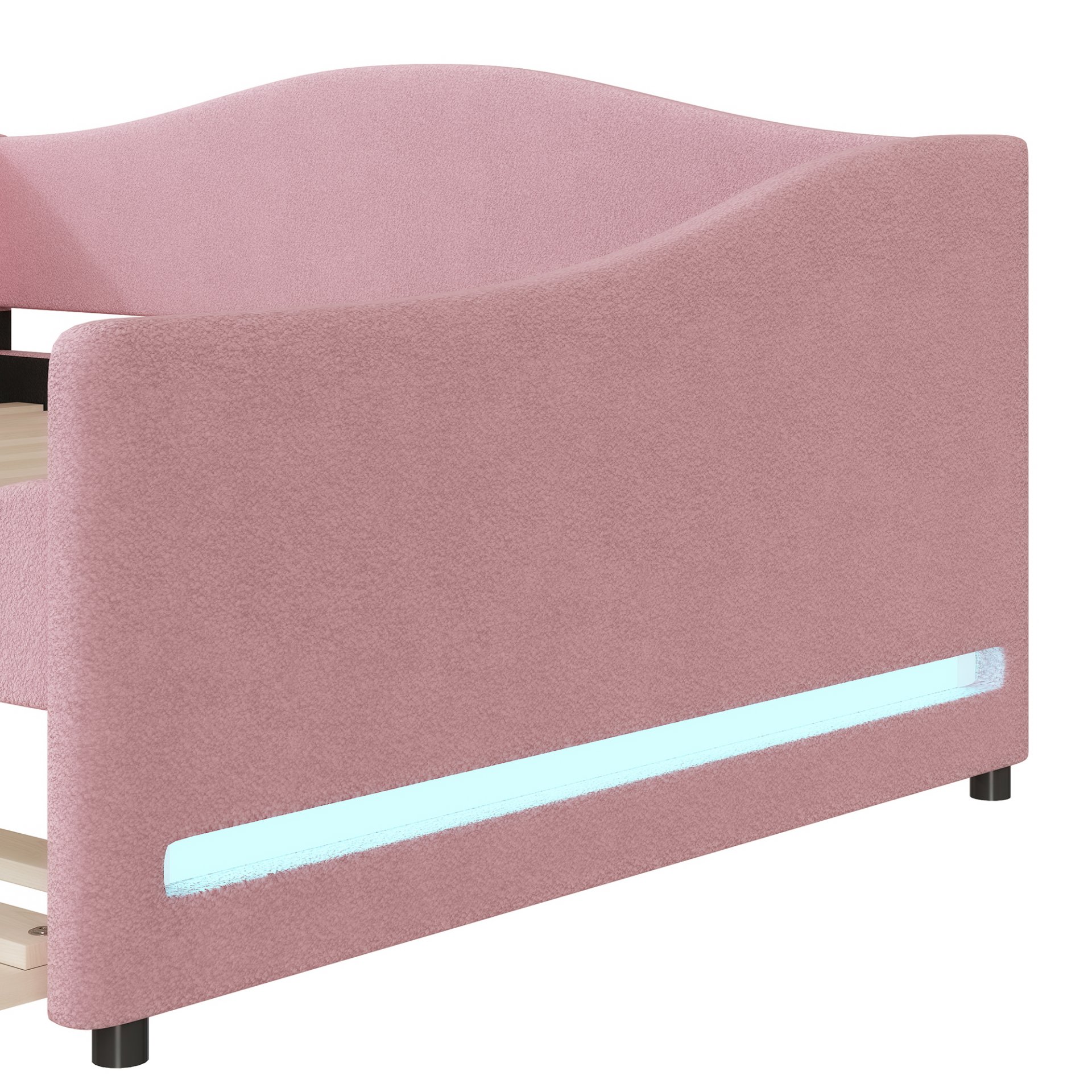 Full Size Upholstered Daybed With Light And Trundle - Pink - Image 11
