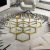 Modern Living Room Coffee Table With Stainless Steel Frame And Double Layer Tempered Glass - Gold - Image 6