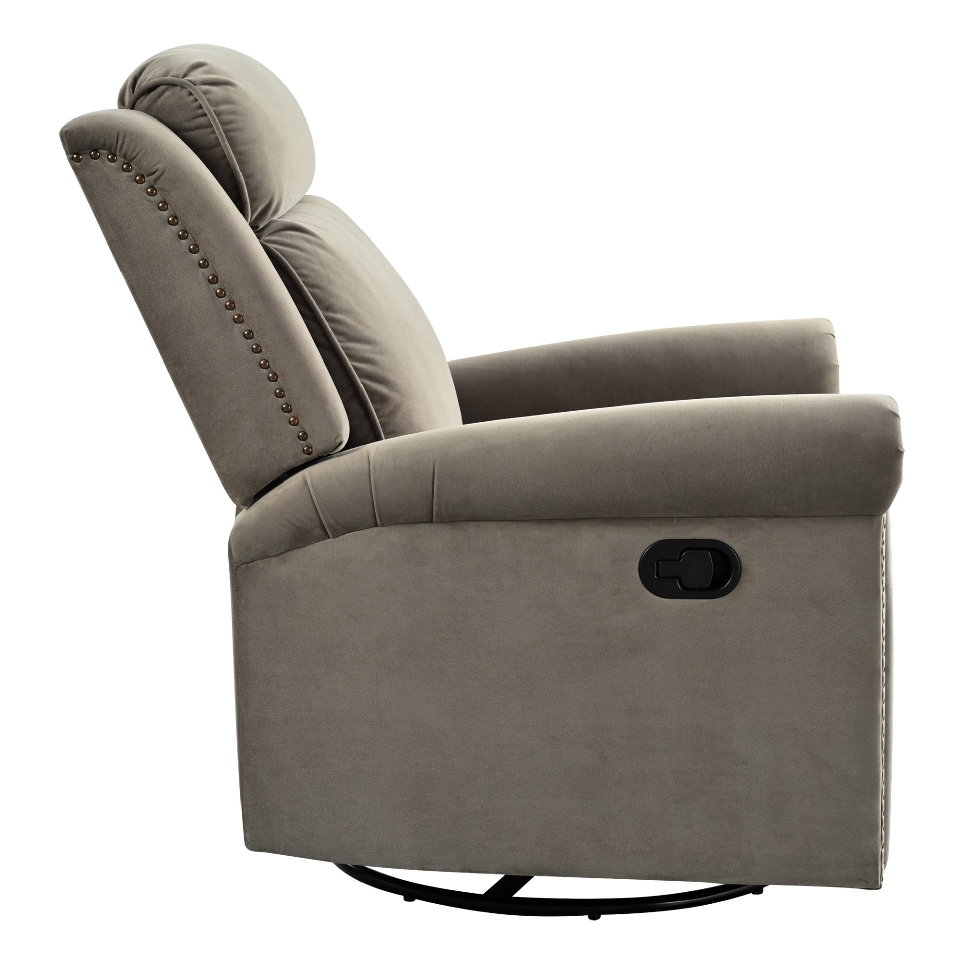 360 Degrees Swivel Recliner Manual Rocking With Adjustable Backrest For Living Room - Light Brown - Image 12