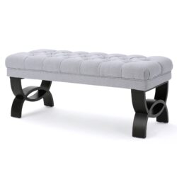 Hilton - Ottoman Bench With Classic Button Tufting - Light Gray