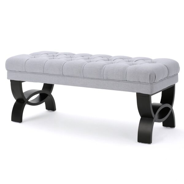 Hilton - Ottoman Bench With Classic Button Tufting - Light Gray