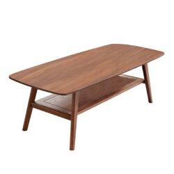 Center Low Coffee Table With Storage Shelf - Walnut