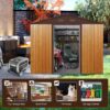 Outdoor Metal Storage Shed With Floor Base - Coffee - Image 4