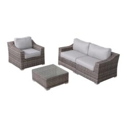 3 Person Seating Set With Cushions - Gray