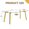Minimalist Rectangular Dining Table With Tempered Glass Top And en Metal Legs - Golden / Transparent - Image 3
