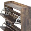 Shoe Storage Cabinet With 2 Flip Drawers, Freestanding Organizer With Metal Legs For Entryway, Narrow Shoe Rack Cabinet - Rustic Brown - Image 7