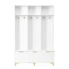 Modern Large Storage Hall Tree With Bench, Luxurious Coat Rack With 6 Hooks And Legs For Entryway, Living Room - White / Gold - Image 10