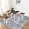 3 Pieces Counter Set Hanging Stool Easy To Clean For Small Space - Antique Dark Oak / Antique White - Image 11