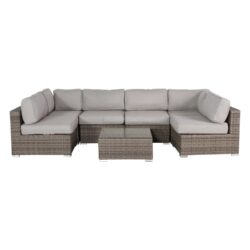 Patio Sofa Set For 4 With Cushions Convenient Outdoor Seating Group - Brown / Gray