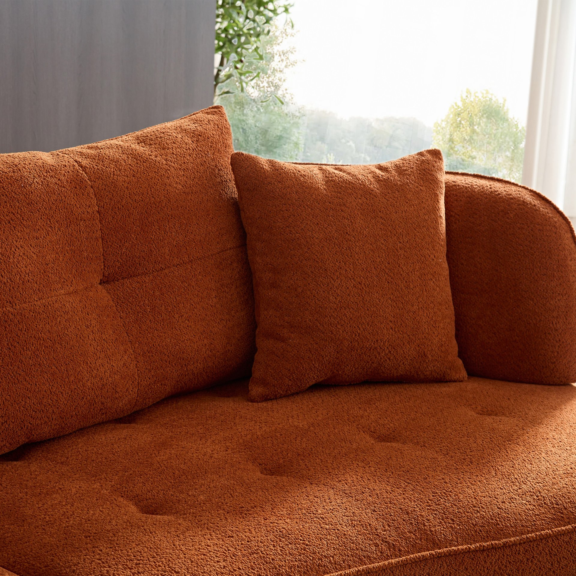 Modern Modular Sofa With Durable Fabric And Solid Wood Frame For 4 People - Orange - Image 9