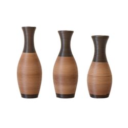 Designer Floor Vases, Large Vases For Home Decor Flooring, Artificial Rattan Floor Vases Floor Vases For Living Rooms Or Corridors (Set of 3) - Gray / Brown