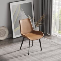Modern Dining Chair Living Room Metal Leg Dining Chair (Set of 2) - Brown