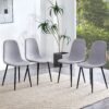 (Set of 4) Fabric Back And Metal Combined Spoon Chairs Perfectly Matching Minimalist And Scandinavian Style Homes - Gray / Black - Image 2