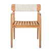 Creative Braided Acacia Wood Outdoor Dining Table And Chairs With Armrests (Set of 2) - Teak / White - Image 12