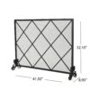 Minimalist Single Panel Iron Fireplace Screen With Diamond Design - Black - Image 3