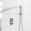 Dual Shower Head Wall Mounted Square Shower System With Rough In Valve, Stainless Steel And Brass - Chrome - Image 6