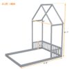 Full Roof Framed Headboard Floor Bed With Headboard Guardrails, Without Slats - Gray - Image 14