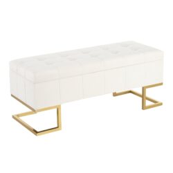 Midas - Contemporary / Glam Storage Bench - Gold / White