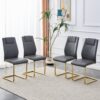 Modern Legged Upholstered Dining Chairs (Set of 4) Artificial For Kitchen And Office - Gray - Image 2