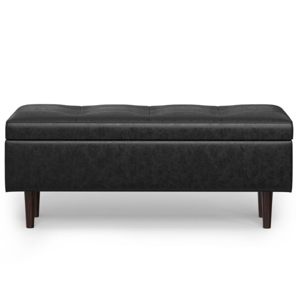 Shay - Mid Century Rectangular Storage Ottoman - Distressed Black