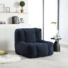 Modern Indoor Fluffy Bean Bag Chair With Memory Foam And Ottoman Super Soft Velvet - Blue - Image 8