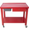 Transmission Teardown Work Station 1 / 2 Ton Capacity Sloping Drain Table Locking Drawer Removable Drain Basin Full-Width Lower Shelf Four 4" Caster Wheels - Red - Image 6
