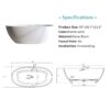 Solid Surface Matte Tub, Solid Surface Soaking Tub, Stone Resin Freestanding Bathtub, Thick Edge Stand Alone Tubs With Overflow, Pop-Up Drain (Oval) - Matte White - Image 3