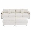 Modern Style 4 Seater Sofa Sectional Sofa Couch With Storage Space, Two Movable Ottomans, Two USB Ports, Two Cup Holders, A Phone Holder For Living Room - Beige - Image 22