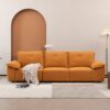 Contemporary Fabric Sofa With Removable Pillowcase And Backrest, Living Room Or Bedroom Use - Orange - Image 4