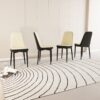 Modern Style Dining Chair (Set of 4) With Cushions Metal Legs - Beige / Black - Image 7