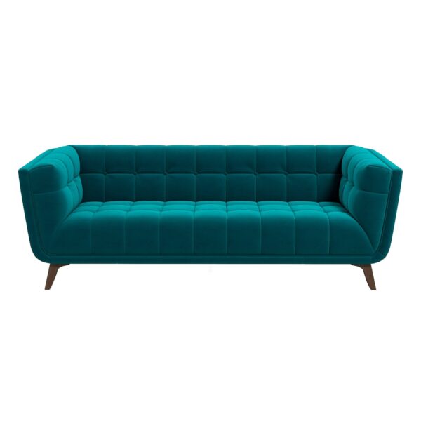 Addison - Large Velvet Sofa - Brown / Teal