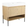 Modern 36" Bathroom Vanity Combo With Single Resin Sink And Storage Cabinet - Oak - Image 2