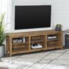 Modern Transitional 3 Shelf Open Storage 70" TV Stand For 80" TVs - Barnwood - Image 5