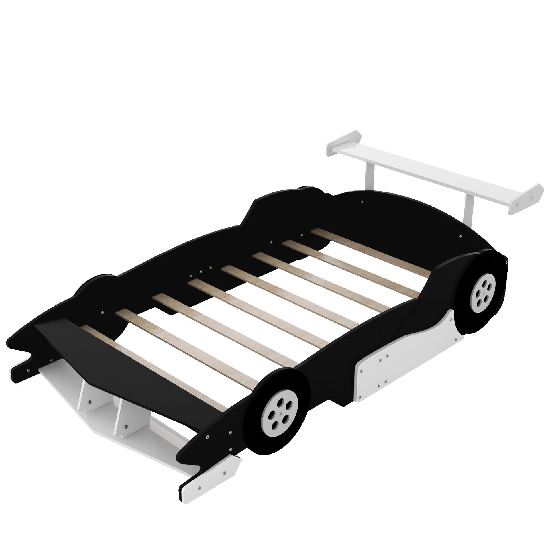 Full Size Race Car Shaped Platform Bed With Wheels - Black - Image 5
