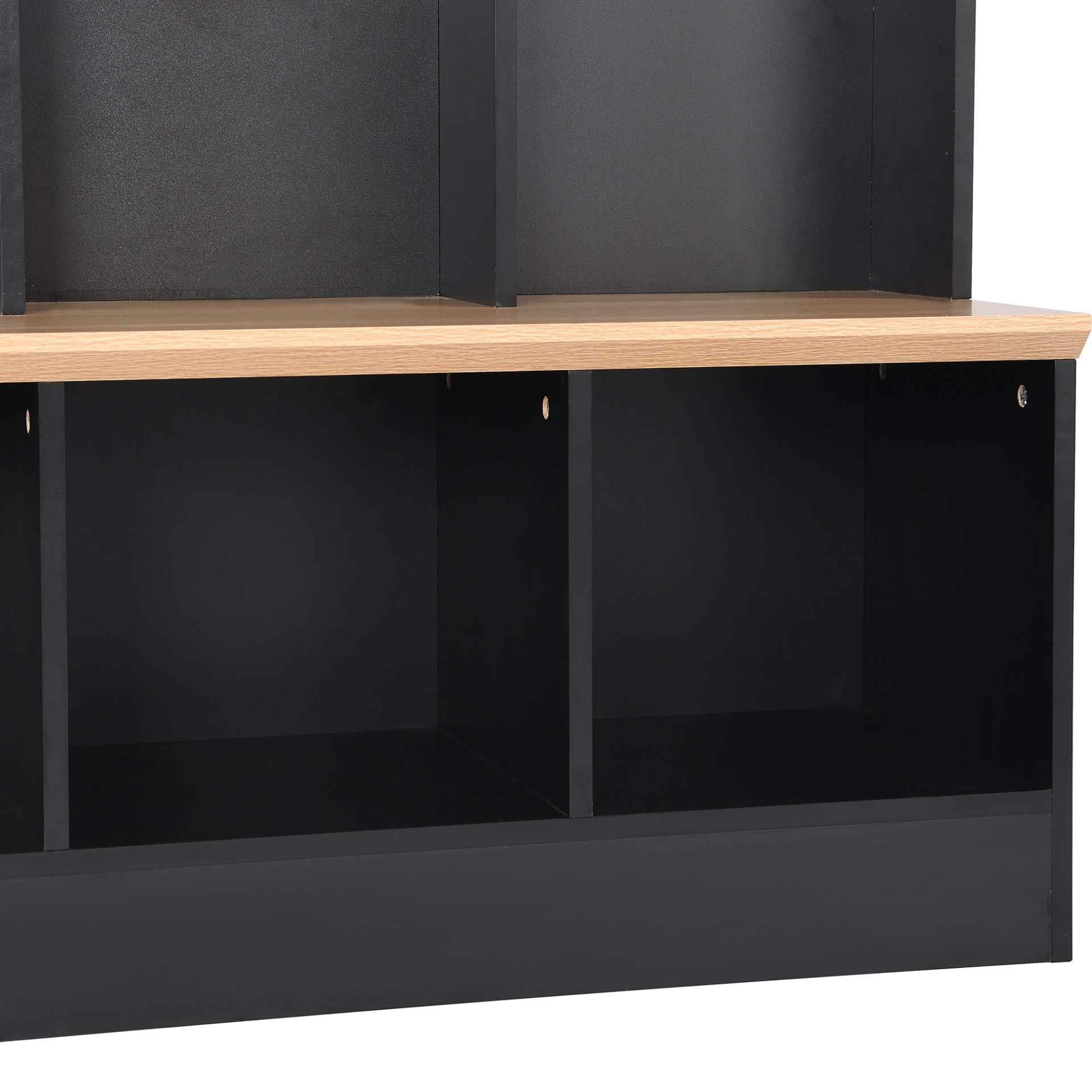 Wide Design Hall Tree With Storage Bench, Minimalist Shoe Cabinet With Cube Storage & Shelves, Multifunctional Coat Rack With 8 Hooks For Entryways, Mudroom - Black - Image 9