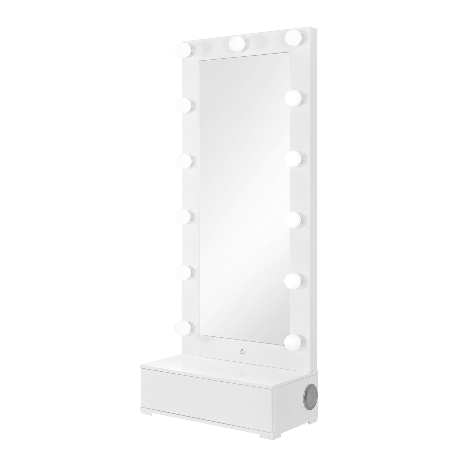 Elisa - Narrow Tall Mirror With Speaker And Drawer - White - Image 7